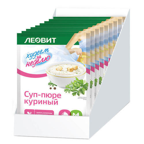 Суп-пюре куриный Худеем за неделю, 15 шт по 20 г, ЛЕОВИТ #1