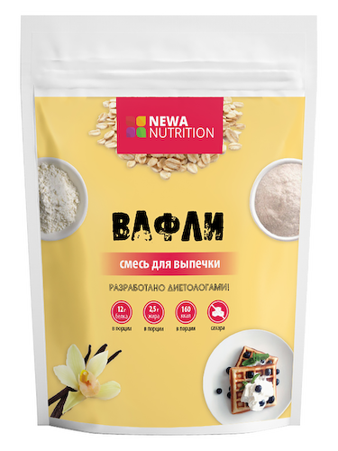 Смесь для выпечки вафли высокобелковые без сахара, с ванильным вкусом,  200 г, Newa Nutrition #1