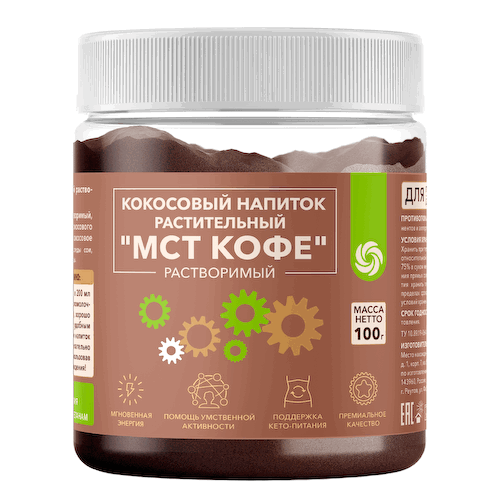 Кокосовый напиток растительный растворимый "МСТ-КОФЕ", 100 г, Оргтиум #1