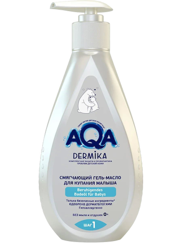 Смягчающий гель-масло для купания малыша DERMIKA 0+, 250 мл, AQA baby, годен до 28.12.2025 #1