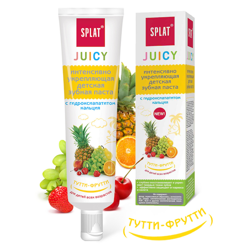 Детская зубная паста укрепляющая с гидроксиапатитом Juicy Тутти-Фрутти, 35 мл, Splat #1