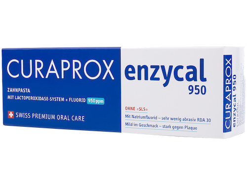 Зубная паста для чувствительной эмали зубов Enzycal 950 ppm, 6+, 75ml, Curaprox #1