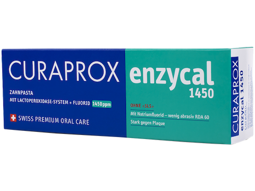 Зубная паста для всей семьи Enzycal 1450 ppm 12+, 75ml, Curaprox #1