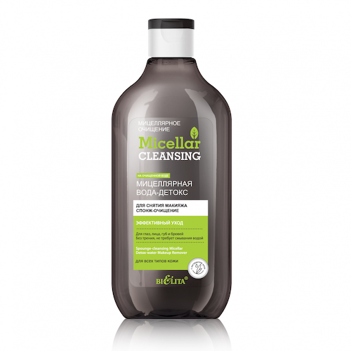 Мицеллярная вода-детокс для снятия макияжа, Спонж-очищение, Micellar cleansing, 300 мл, Белита #1