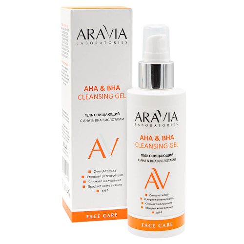 Гель очищающий с АНА и ВНА кислотами, 150 мл, Aravia #1