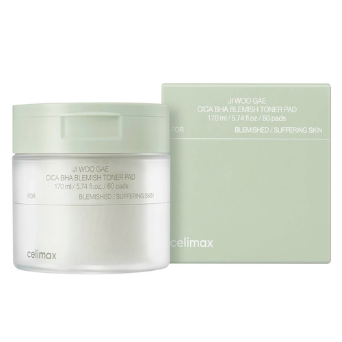 Ji Woo Gae Cica BHA Blemish Toner Pad Успокаивающие тонер-пэды для проблемной кожи 170 ml (60 шт), Celimax #1