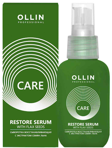 Сыворотка для всех типов волос восстанавливающая Ollin Professional Care с экстрактом семян льна #1