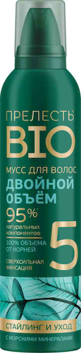 Мусс для укладки волос Прелесть Bio Двойной объем сверхсильная фиксация #1