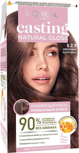 Краска для волос L'Oreal Paris Casting Natural Gloss 523 Ореховый капучино, без аммиака #1
