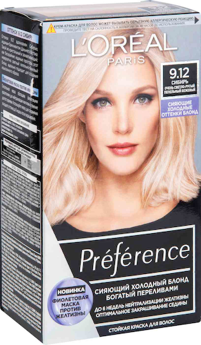 Краска для волос стойкая L'Oreal Paris Preference 9.12 Сибирь очень светло-русый пепельный бежевый #1