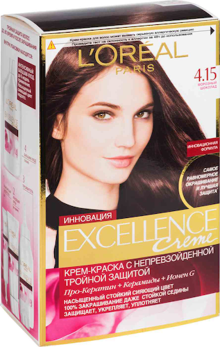 Краска для волос стойкое окрашивание L'Oreal Paris Excellence Creme 4.15 морозный шоколад #1