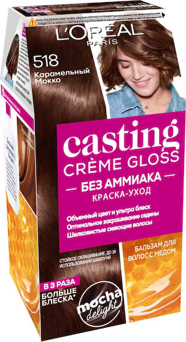 Краска-уход для волос L'Oreal Paris Casting Creme Gloss 518 Карамельный Мокко, без аммиака #1