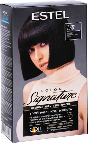 Крем-гель краска для волос Estel Color Signature 1/0 Черный классический #1