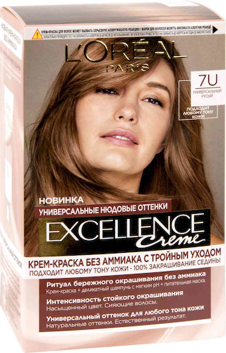 Крем-краска для волос без аммиака L'Oreal Paris Excellence creme с тройным уходом 7U русый #1