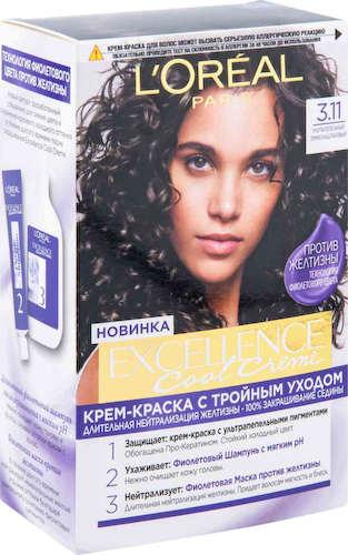Крем-краска для волос L'Oreal Paris Excellence Cool Creme оттенок 3.11 тёмно-каштановый #1