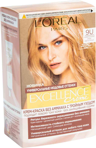 Крем-краска для волос L'Oreal Paris Excellence Crème 9U Универсальный Очень светло-русый без аммиака #1