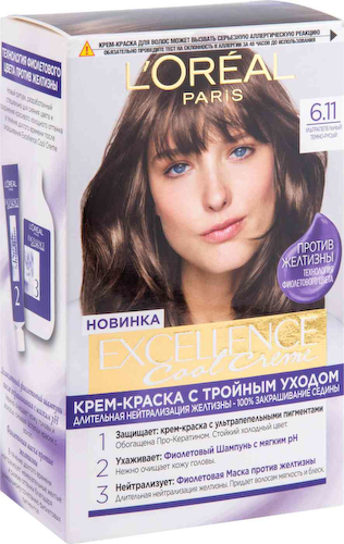 Крем-краска для волос L'Oreal Paris Excellence Cool Creme оттенок 6.11 тёмно-русый #1