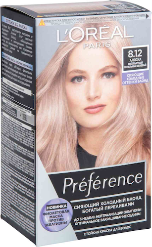 Крем-краска для волос стойкая L'Oreal Paris Preference 8.12 Аляска #1