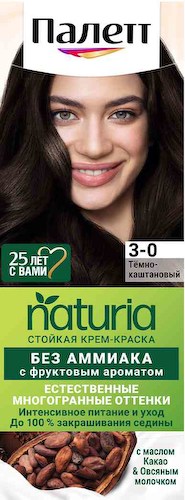 Крем-краска для волос стойкая Палетт Naturia 3-0 Темно-каштановый без аммиака #1