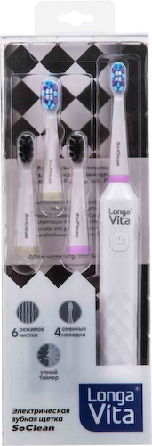 Зубная щетка электрическая Longa Vita SoClean средней жесткости с 4 насадками, цвета в ассортименте #1