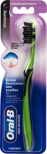 Зубная щетка Oral-B Pro-3DWhite с древесным углем средней жесткости, цвет в ассортименте #1