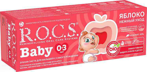 Зубная паста для малышей Нежный уход R.O.C.S. Baby Яблоко, 0-3 лет #1