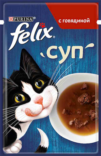 Влажный корм для кошек Felix суп с говядиной #1