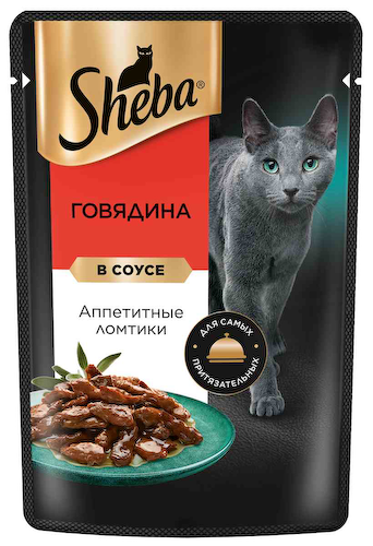 Влажный корм для кошек Sheba говядина ломтики в соусе #1