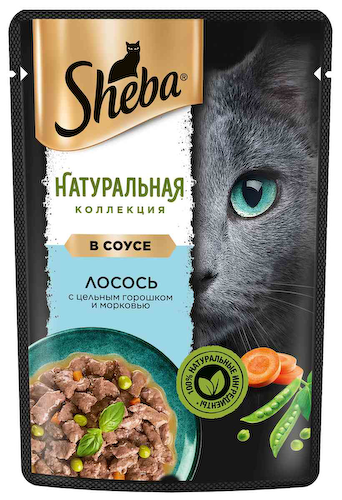 Влажный корм для кошек Sheba Натуральная Коллекция лосось-горошек-морковь в соусе #1