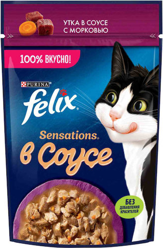 Влажный корм для кошек Felix Sensations утка-морковь в соусе #1