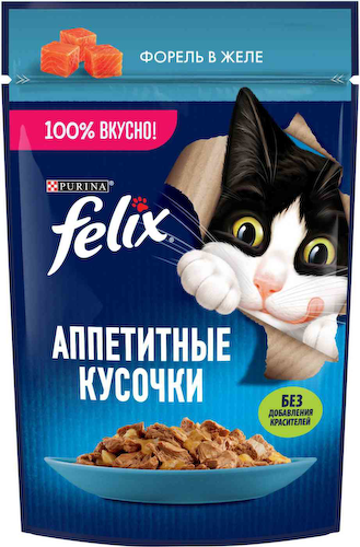 Влажный корм для кошек Felix Аппетитные кусочки форель в желе #1