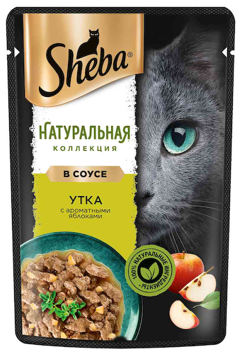 Влажный корм для кошек Sheba Натуральная коллекция утка-яблоки ломтики в соусе #1