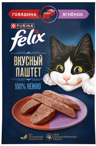 Влажный корм для кошек Felix Вкусный паштет говядина-ягненок #1