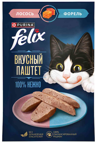 Влажный корм для кошек Felix Вкусный паштет лосось-форель #1