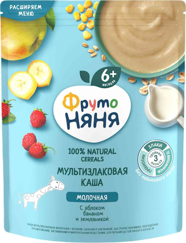 Каша мультизлаковая молочная ФрутоНяня яблоко-банан-земляника с 6 месяцев #1