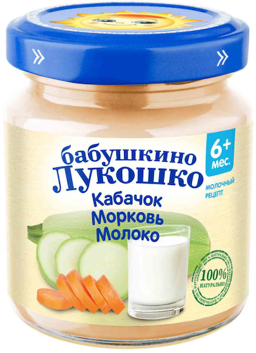 Пюре Бабушкино Лукошко Кабачок, морковь, молоко, с 6 месяцев #1