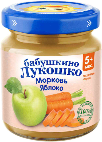 Пюре Бабушкино Лукошко Морковь, яблоко, с 5 месяцев #1