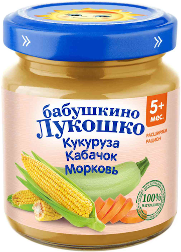Пюре Бабушкино Лукошко Кукуруза, кабачок, морковь, с 5 месяцев #1