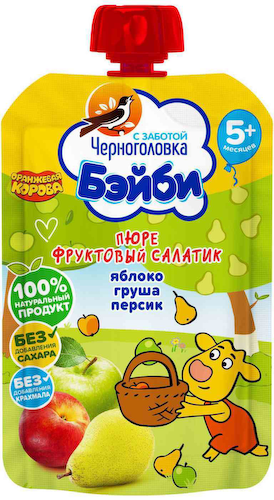 Пюре Черноголовка Бэйби Яблоко, груша, персик, с 5 месяцев #1