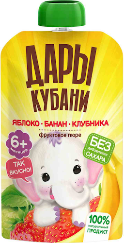 Пюре Дары Кубани яблоко-банан-клубника с 6 месяцев #1