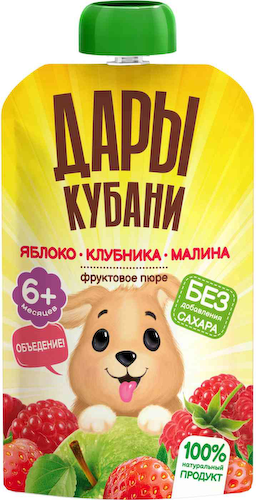 Пюре Дары Кубани яблоко-клубника-малина с 6 месяцев #1