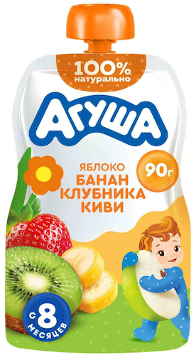 Пюре Агуша яблоко-банан-клубника-киви с 8 месяцев #1