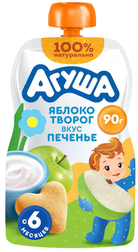 Пюре Агуша яблоко-творог-печенье с 6 месяцев #1