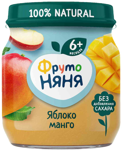 Пюре ФрутоНяня Яблоко, манго, с 6 месяцев #1