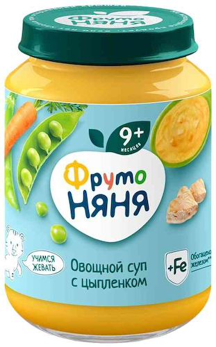 Пюре ФрутоНяня Овощной суп с цыплёнком, с 9 месяцев #1