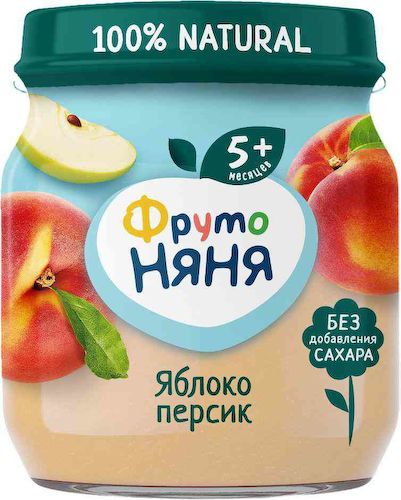 Пюре ФрутоНяня Яблоко, персик, с 5 месяцев #1