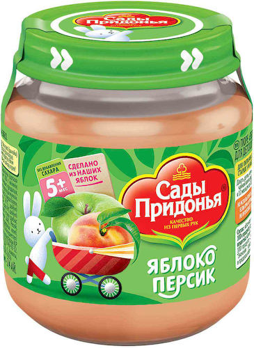 Пюре Сады Придонья Яблоко, персик, с 5 месяцев #1