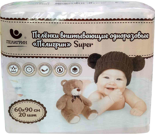 Пелёнки одноразовые Пелигрин Super впитывающие 60×90 см #1