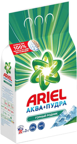 Стиральный порошок для белого белья Ariel Аква-пудра Горный родник #1