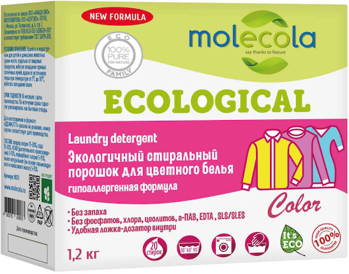 Стиральный порошок для цветного белья экологичный Molecola с растительными энзимами #1